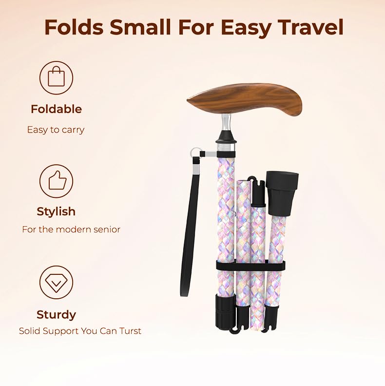 Intercare Folding Cane — Iridescent Shell