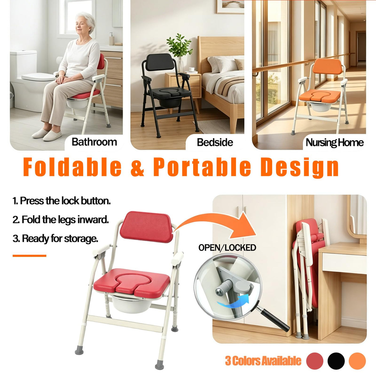 Unioncare Foldable Bedside Commode — <Color>