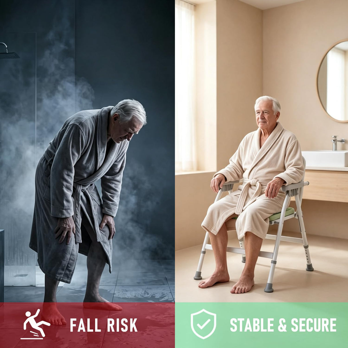 Unioncare Foldable Shower Chair with Arms & Back