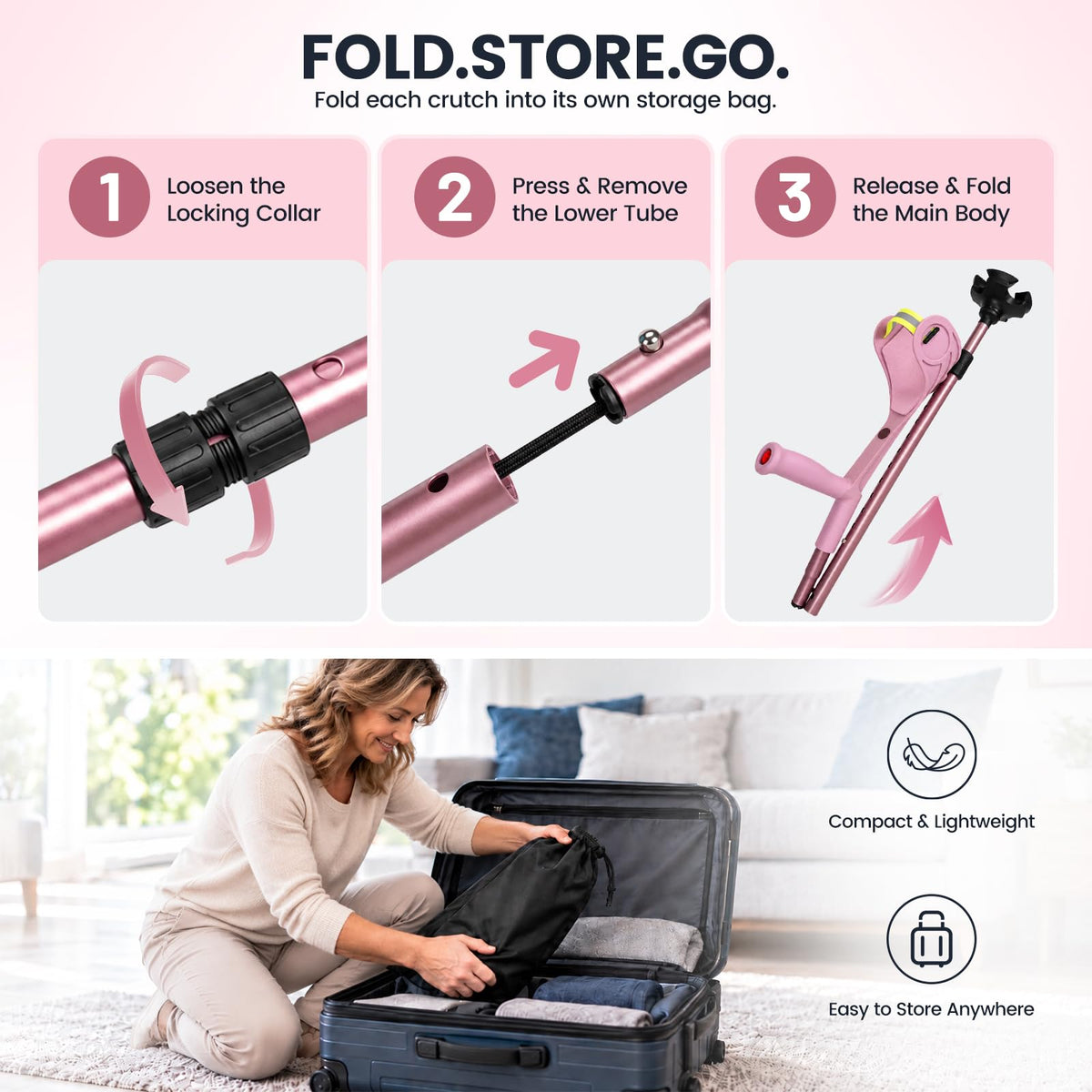 Unioncare Forearm Crutches — Pink