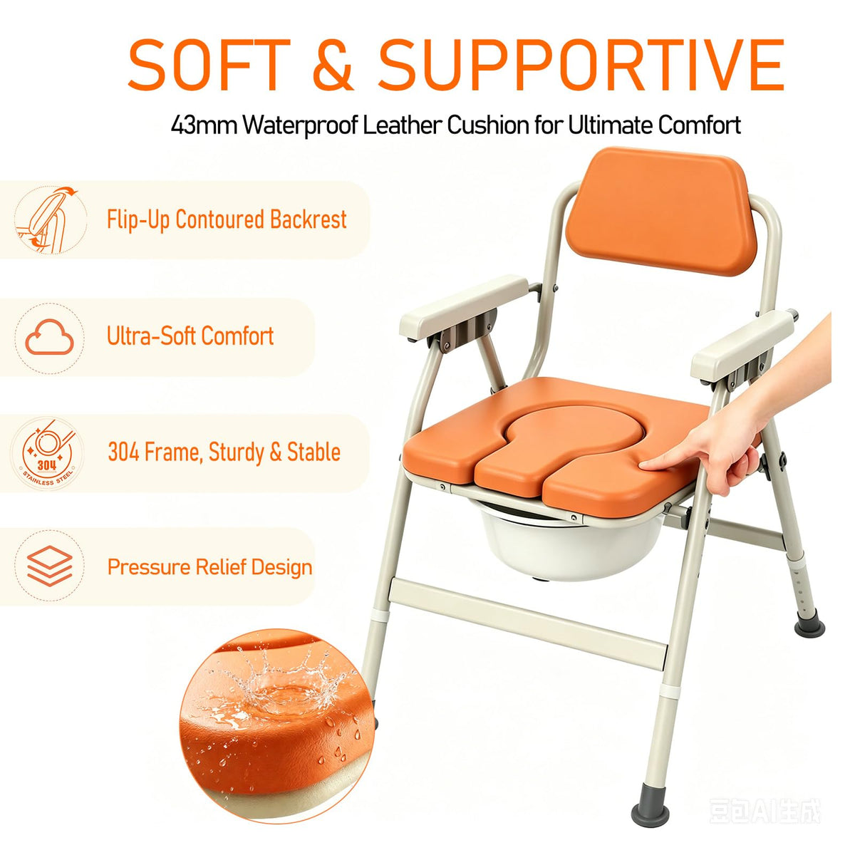 Unioncare Foldable Bedside Commode — <Color>