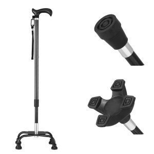 Intercare Canes for Woman,With Three Bases Canes for Men Ultralight 0.6 lbs, Carbon Fiber Cane for Seniors With 10 Adjustable Heights, Walking Cane for Women for Stability, Cane for Seniors Balance, Heavy Duty, Black