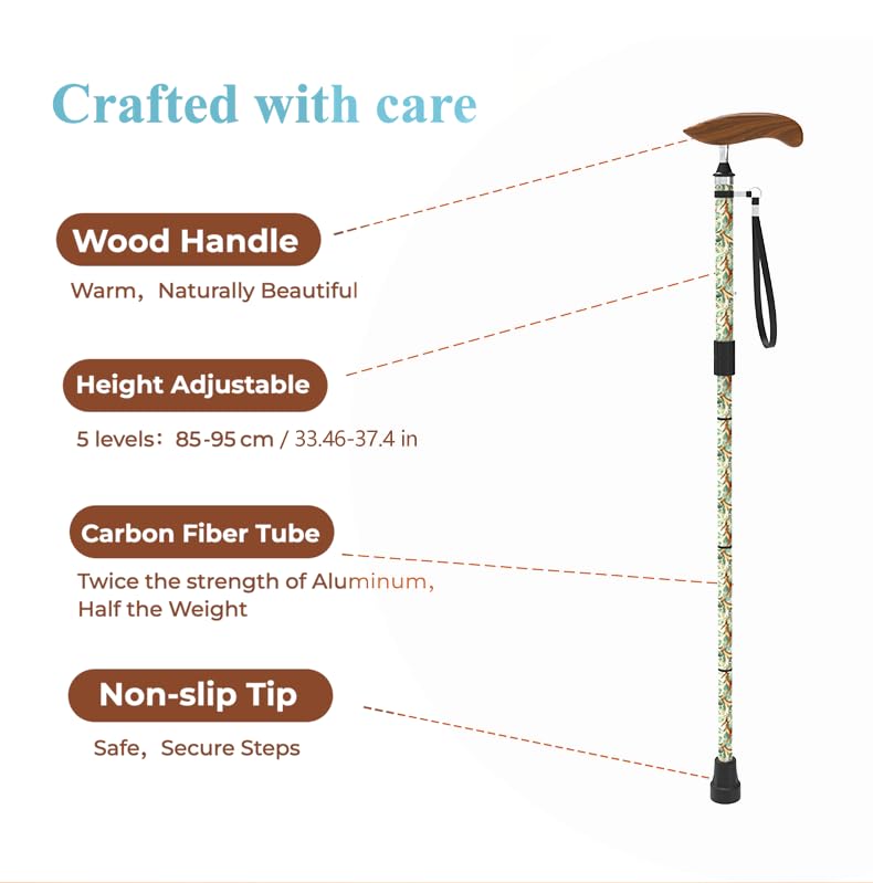 Intercare Folding Cane — Forest Print