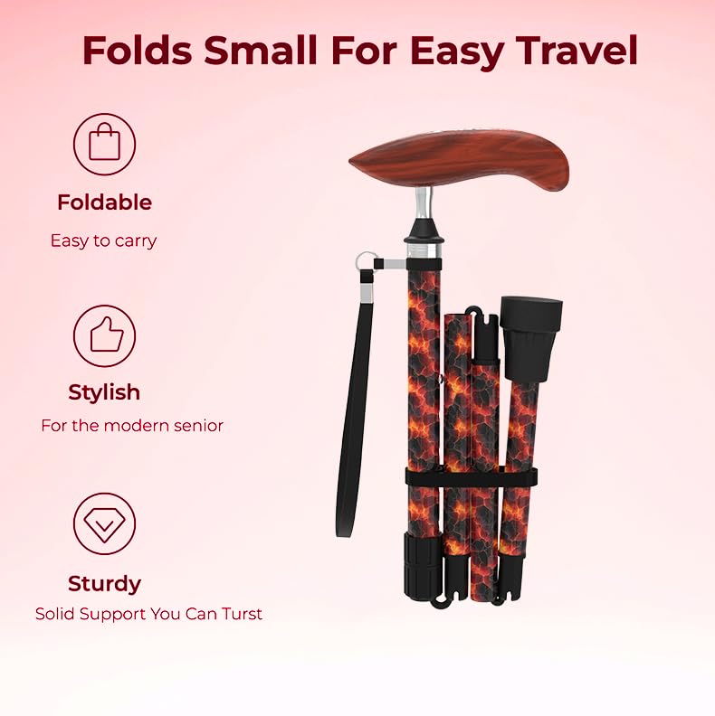 Intercare Folding Cane — Vintage Wood