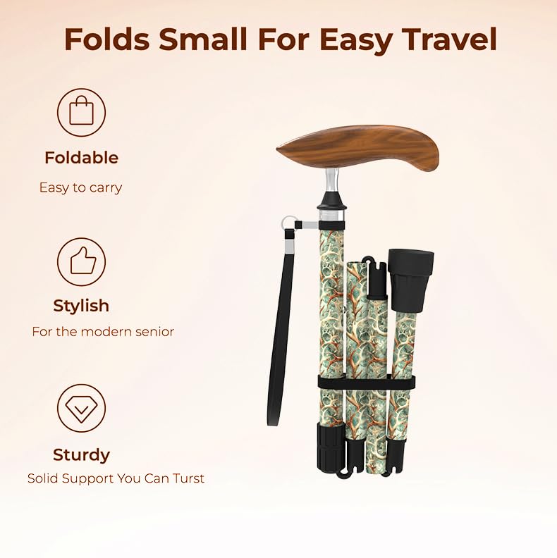 Intercare Folding Cane — Forest Print