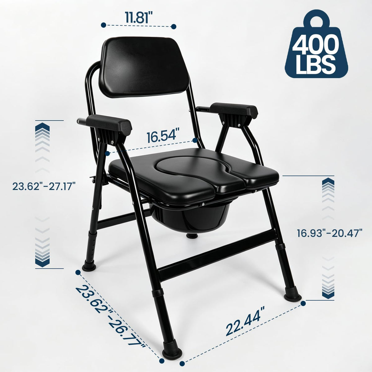 Unioncare Foldable Commode Chair — 400 lb
