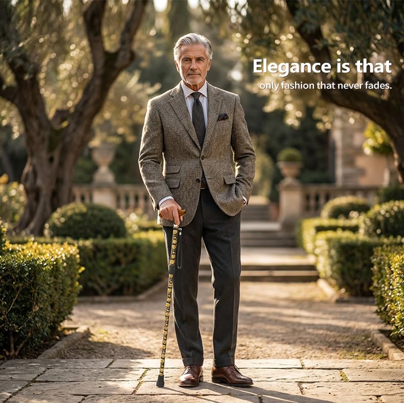 Intercare Folding Cane — Wood-Grain Handle