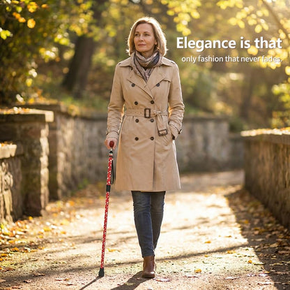 Intercare Folding Cane — Red Chrysanthemum