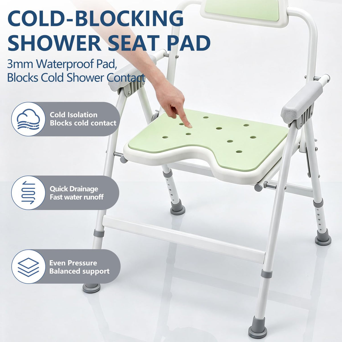 Unioncare Foldable Shower Chair with Arms & Back