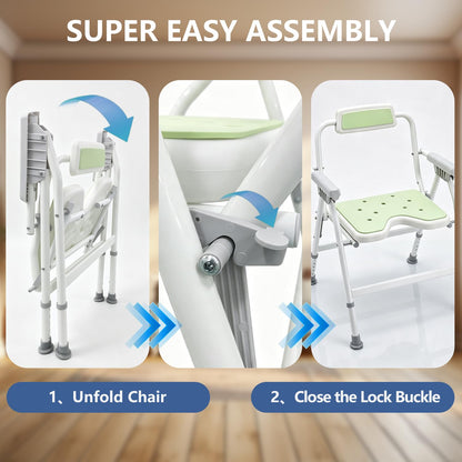 Unioncare Foldable Shower Chair with Arms & Back