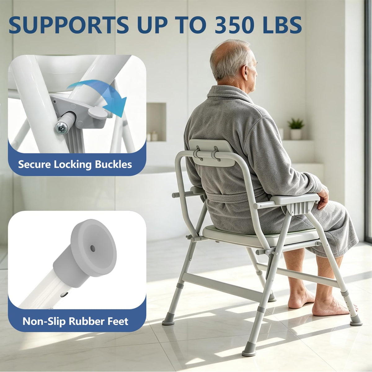 Unioncare Foldable Shower Chair with Arms & Back