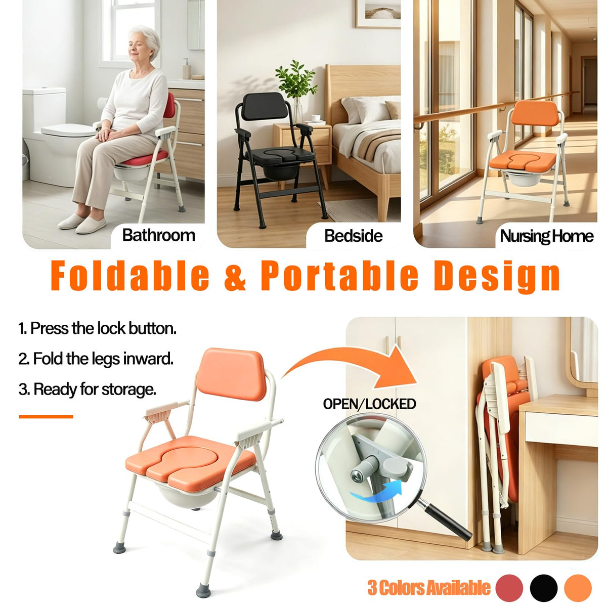 Unioncare Foldable Bedside Commode — <Color>