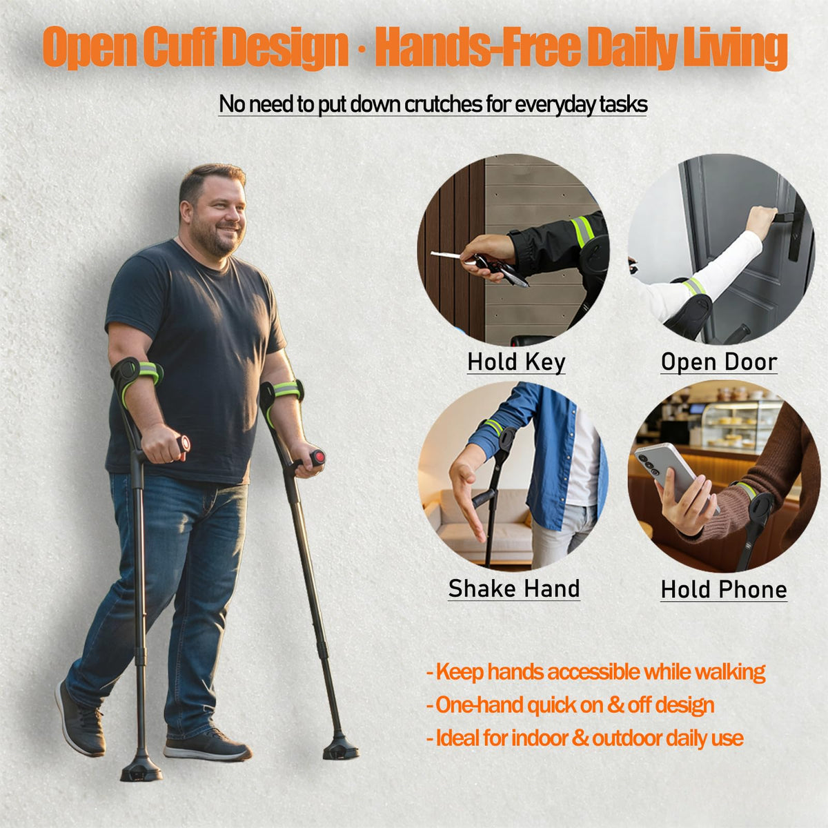Unioncare Forearm Crutches — 360° Swivel, 350 lb