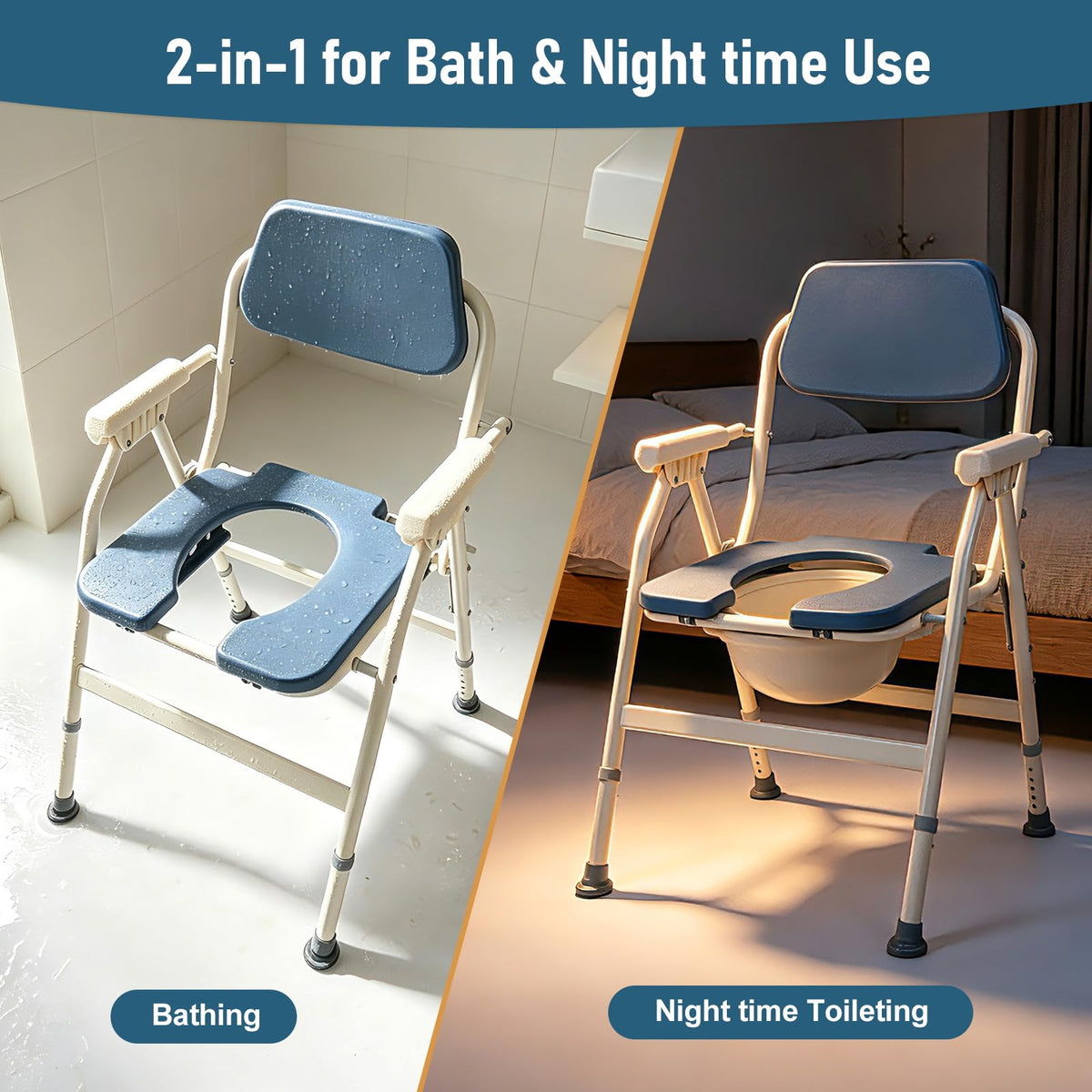 Unioncare 2-in-1 Bedside Commode & Shower Chair