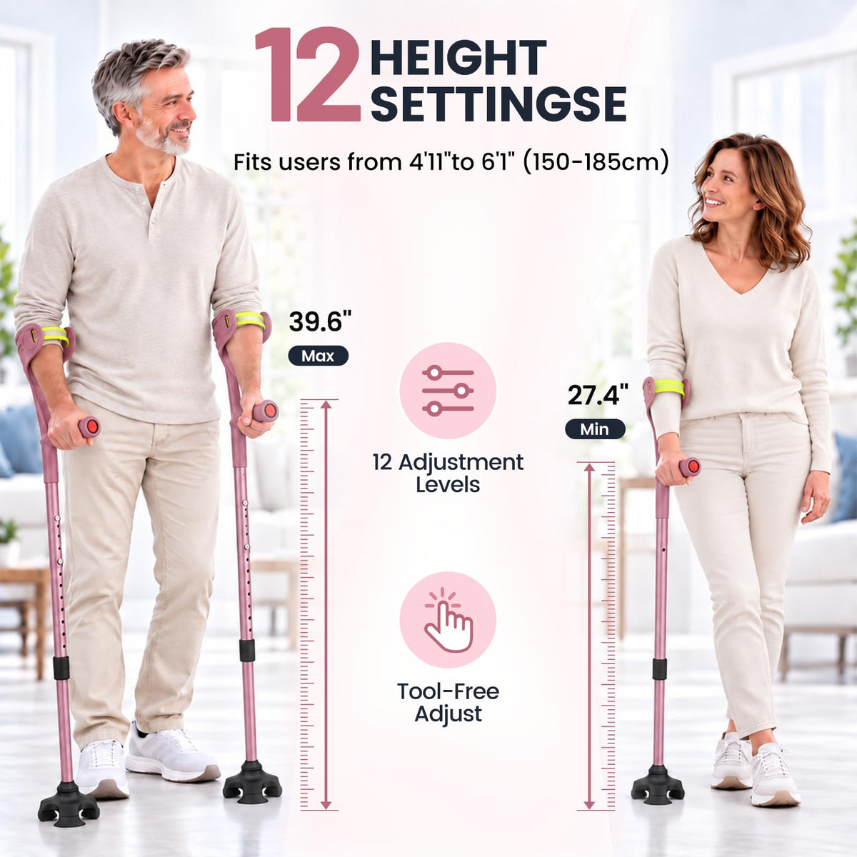 Unioncare Forearm Crutches — Pink