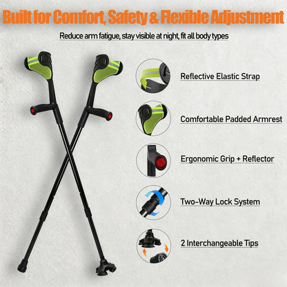 Unioncare Forearm Crutches — 360° Swivel, 350 lb